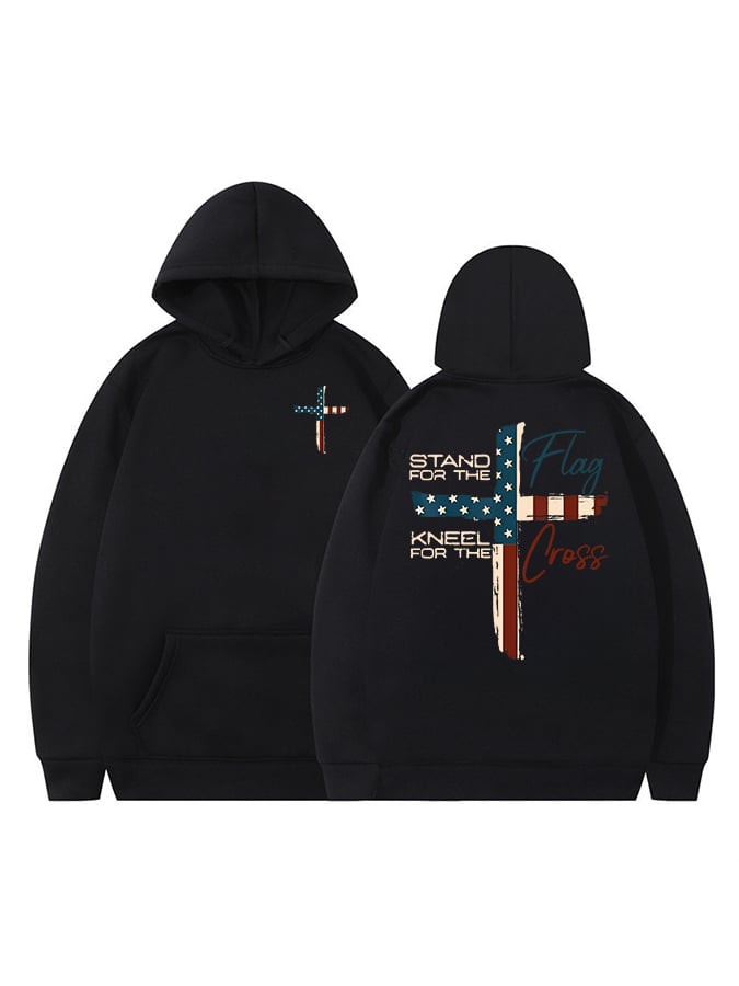 Women's  Stand For The Flag Kneel For The Cross  Printed Casual Hoodie