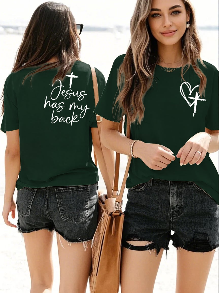 Women's Faith in Jesus Cross Round Neck Short Sleeve T-shirt