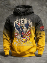 Men's Vintage American Flag Print Hooded Sweatshirt