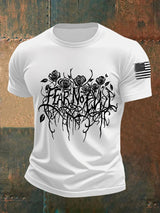 Men's Fear No Evil Gothic Christian Print Round Neck T-Shirt