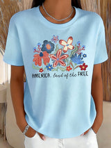 Women's Casual American Floral 250th Anniversary Waffle T-Shirt