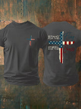 🙌Never bow down - Men's Stand For The Flag Kneel For The Cross Printed Casual T-Shirt
