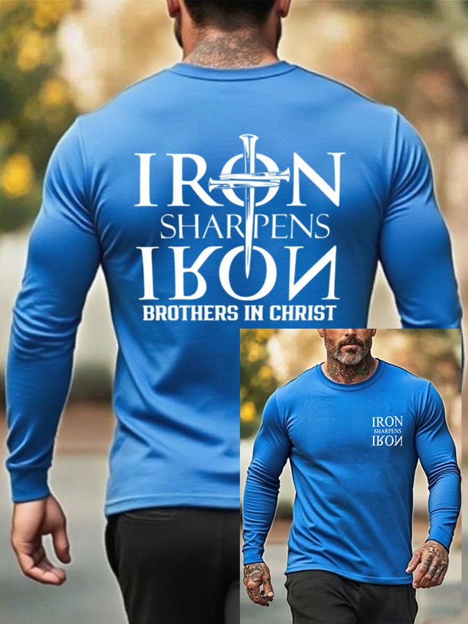 Men's Iron Sharpen Iron Printed Christian T-shirt