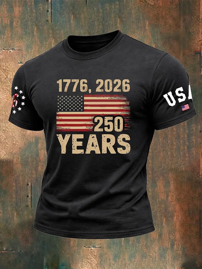 Men's 250th Anniversary National Flag Print Casual Short-Sleeved T-Shirt