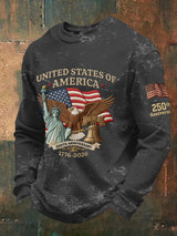 Men's Vintage American Flag Print Top