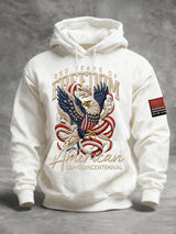 Men's Vintage American Flag Print Hooded Sweatshirt