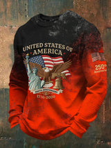 Men's Vintage American Flag Print Top