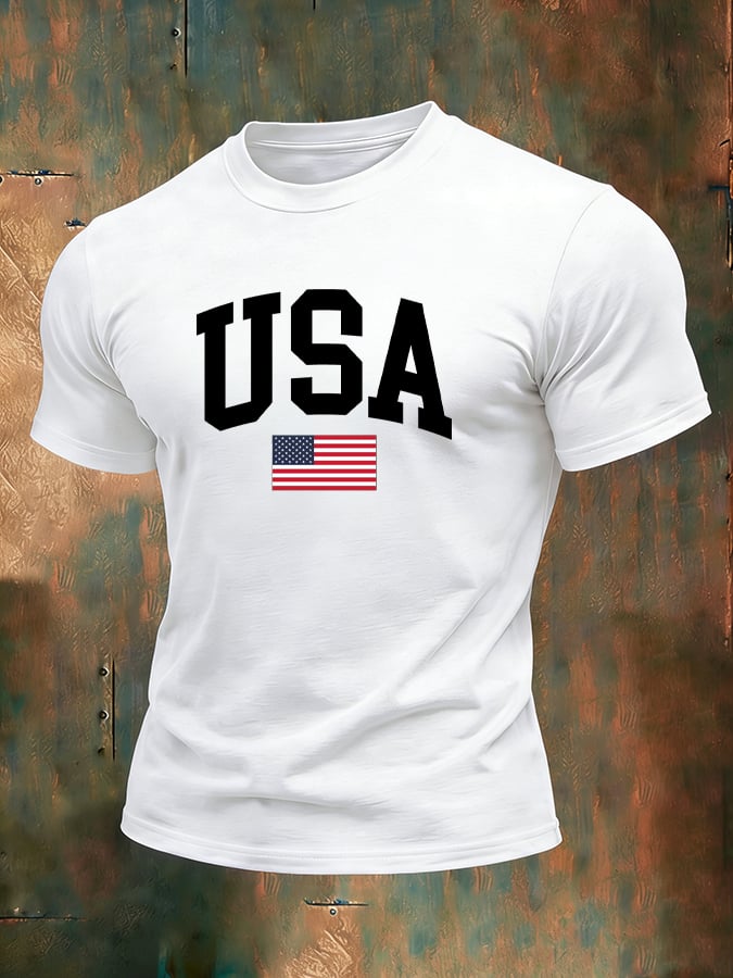Men's 250th Anniversary National Flag Print Casual Short-Sleeved T-Shirt