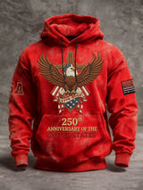 Men's Vintage American Flag Print Hooded Sweatshirt