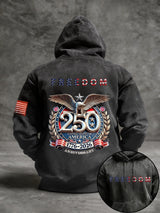 Men's Vintage American Flag Print Hooded Sweatshirt