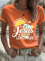 Women's  Life Gave Me Some Lemons, But My Jesus Turned Them Into Lemonade Faith Print  Shirt