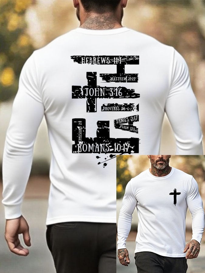 Men's Faith Cross Print Crew Neck T-shirt