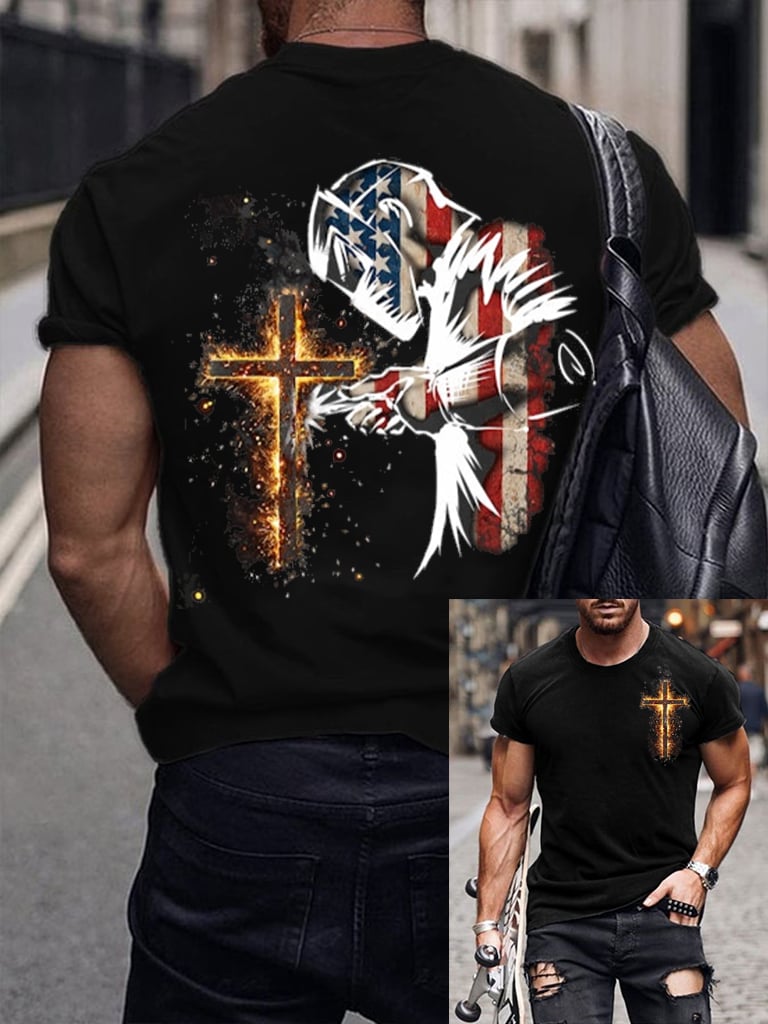 Men's casual cross faith short-sleeved T-shirt