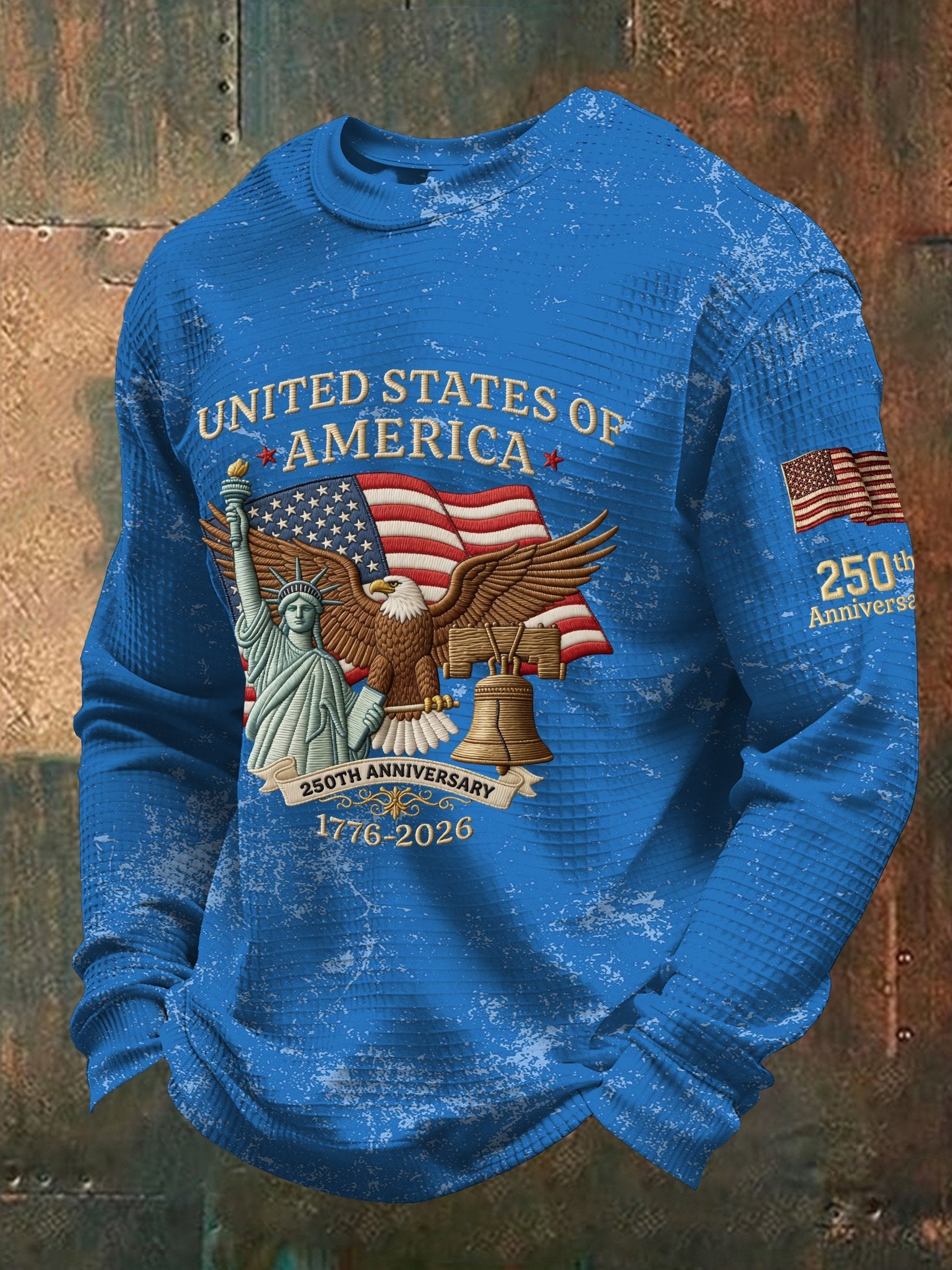 Men's Vintage American Flag Print Top