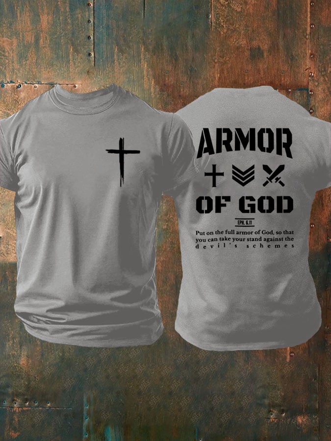 Men's Christian Armor of God Front and back Design Casual T-Shirt