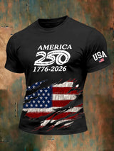 Men's 250th Anniversary National Flag Print Casual Short-Sleeved T-Shirt