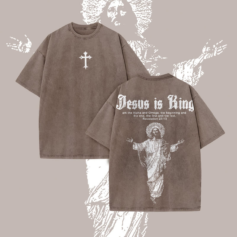 🌸 Spring Sale 50% OFF - 👑 Jesus Is King Vintage Washed Unisex T-Shirt ✝️