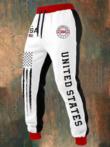 Men's 250th Anniversary Casual Printed Elastic Waist Tie-Up Sweatpants