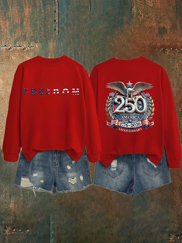 Women's   American 250th Print  Sweatshirt