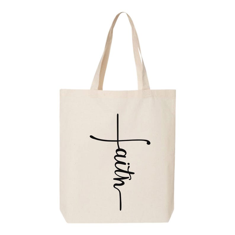Faith Cross Canvas Tote Bag, Stylish Religious Gift